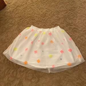 Cat & jack spring summer white tulle skirt with pink yellow orange sequins s 6